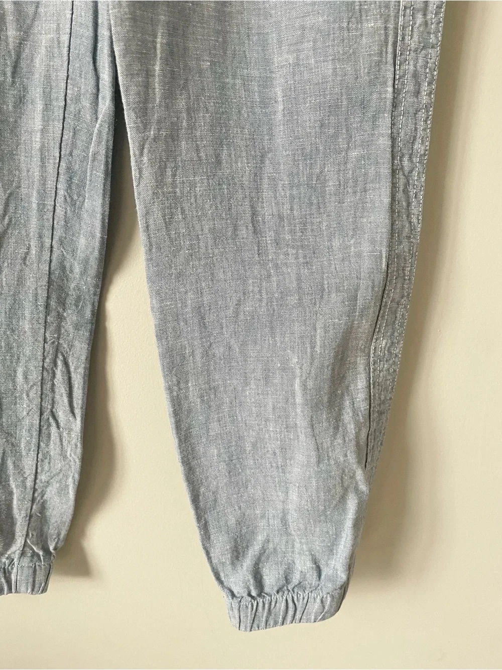 Athleta Cabo Linen Jogger Women’s Chambray Blue Size 6 Tall Pockets EUC